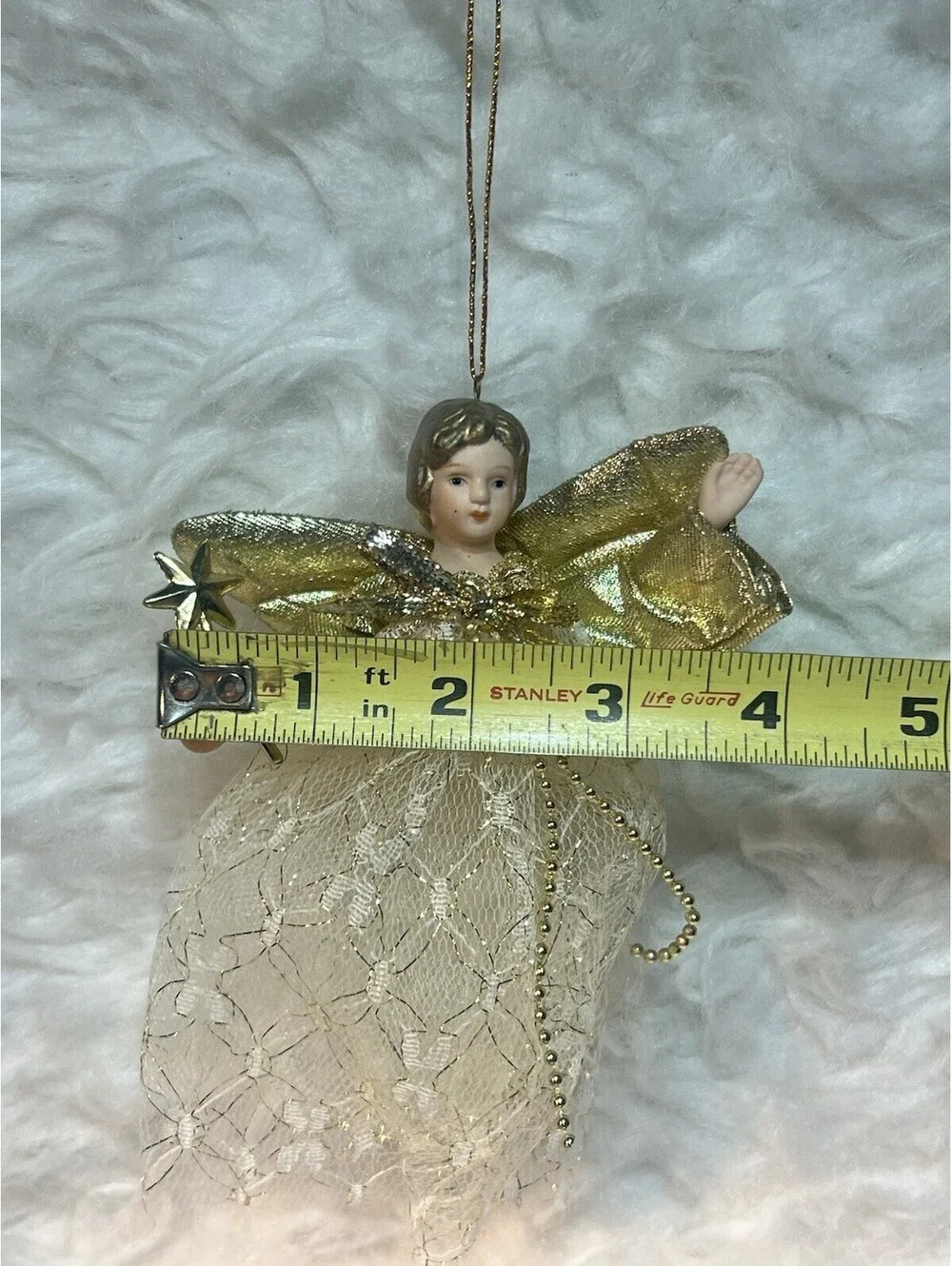 vintage gold and ivory lace angel Christmas tree ornament